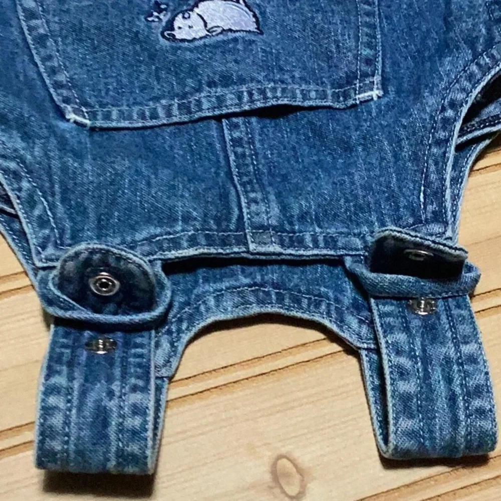 Vintage OshKosh B’Gosh Embroidered‎ Lamb Alphabet Blue Jean Denim Dress Jumper